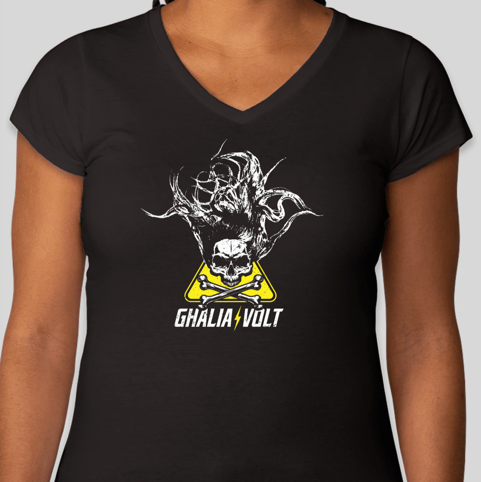 Ghalia Volt - Skull - Women's Black V-Neck T-Shirt
